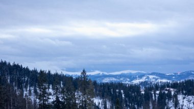 Karlı bir tepede kar kayağı yapan biri.
