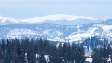 Kar altında kar kayağı yapan biri.