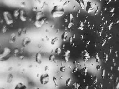 Yağmur damlalarıyla kaplı bir pencere.
