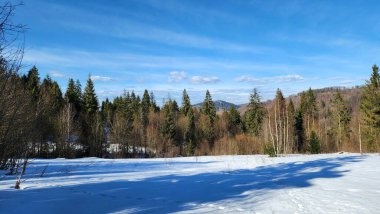 Dağların güzel kış manzarası