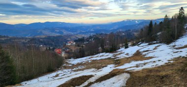 Karlı Tatra dağlarının, Slovakya 'nın güzel manzarası