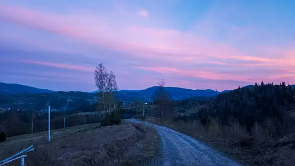 Farbenfroher Sonnenuntergang Über Den Bergen Karpaten Ukraine Stockbild