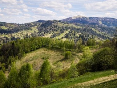 Arka planda dağ sırası olan güzel bir manzara.