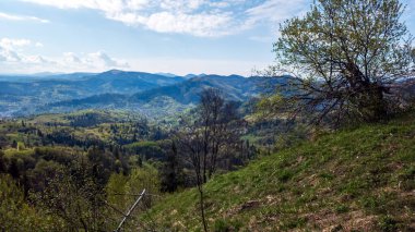 Yazın dağdan köye manzara