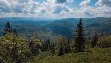 Ukrayna Karpatlar 'ındaki dağların güzel manzarası