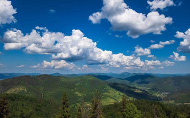 Karpatlar 'daki güzel dağ manzarası. ukraine