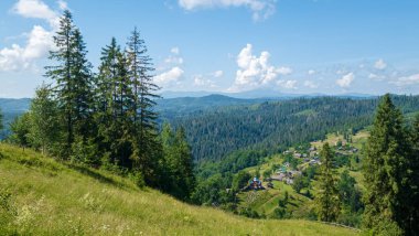 Czech Cumhuriyeti, Cesky Krumlov köyünün tepesinden manzara