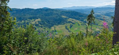 dağlar ve mavi gökyüzü ile güzel yaz manzara