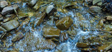 Dağ nehrindeki su akıntısı