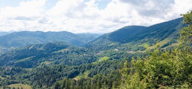 Dağ manzarası ile yeşil ağaçlar