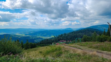 Yeşil dağ ve ormanlı yaz manzarası