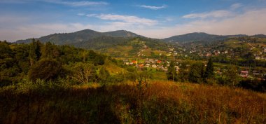 Ukraynalı Karpatların güzel dağ köyü.