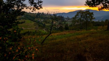 Arkasında bir dağ olan güzel bir manzara.