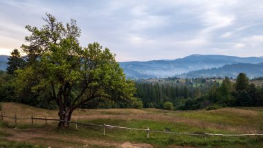 Dağlı ve bulutlu güzel yaz manzarası