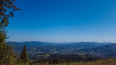 Dağların ve ormanın güzel manzarası