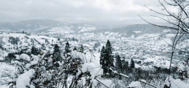 Karla kaplı manzaranın güzel manzarası