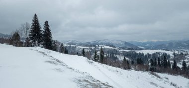 Dağlarda kış manzarası