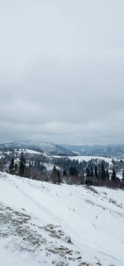 Köyde kış manzarası.