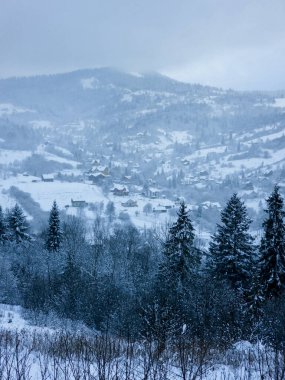Kar yağışlı kış manzarası