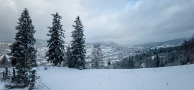 snow covered mountain landscape in winter