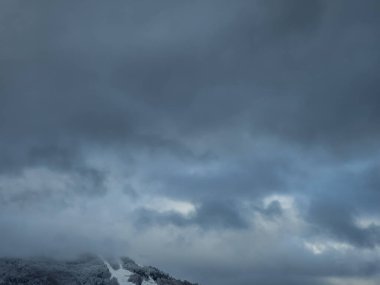 Karla kaplı ağaçlarla kaplı güzel kış manzarası