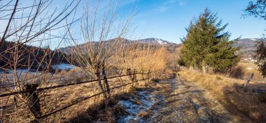 Kışın dağ vadisi manzarası