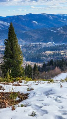 Karla kaplı dağ manzarası. kış dağı manzarası