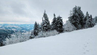 Dağlarda kış manzarası