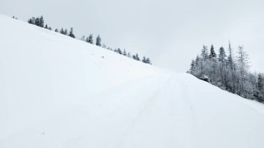 Kış mevsiminde yol dağlarda