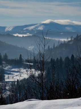 Karlı dağların güzel kış manzarası