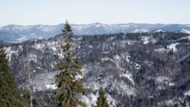 Dağlarda kış manzarası