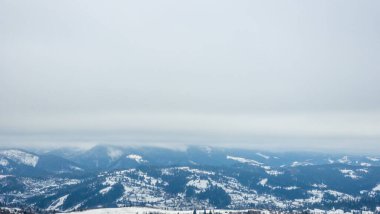 Karla kaplı ağaçlarla kaplı kış manzarası