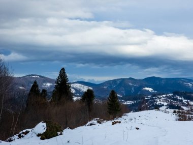 Kış manzara karla kaplı dağ