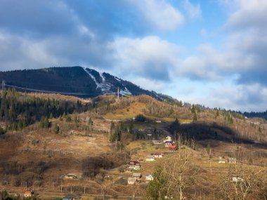 Karlı güzel kış manzarası - ağaçlarla kaplı
