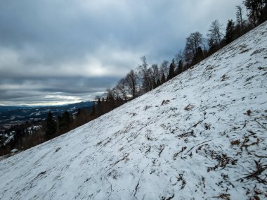 Karpat Dağlarının güzel kış manzarası