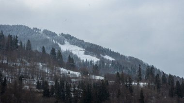 Dağlarda kış. dağ manzarası.