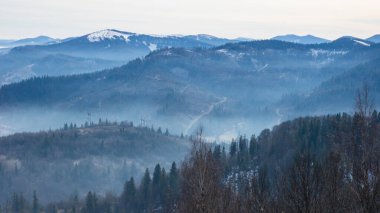 Karpat Dağları 'ndaki kış manzarası