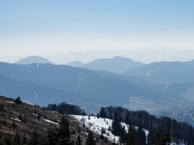 Karpatlar 'ın dağlarında kış manzarası