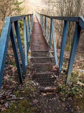 İlkbaharda parkta bir köprü