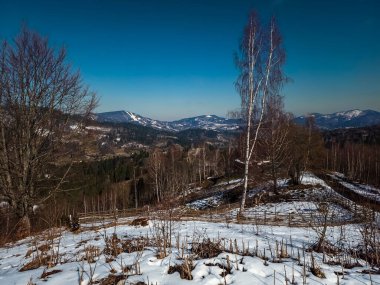 Dağlarda kış manzarası