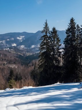 Vitosha Dağı 'nın kış manzarası, Sofya Şehir Bölgesi, Bulgaristan