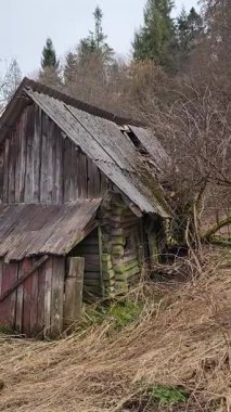 Ukrayna Karpatlar 'ında ahşap bir ev. Karpatların köyü. Ukrayna, Avrupa.