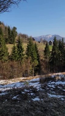 Arkasında bir dağ olan güzel bir manzara.