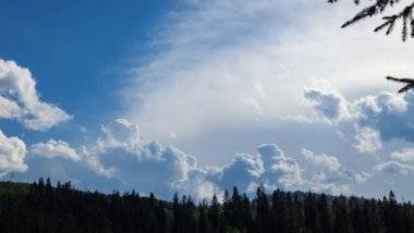 bulutlar ve orman ile dağ manzara