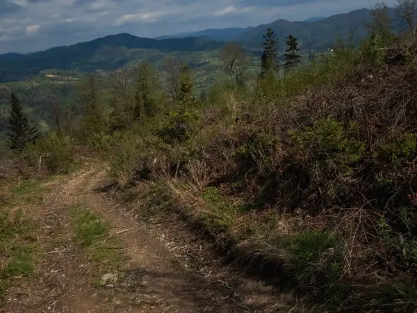 Dağları ve bulutları olan güzel bir manzara