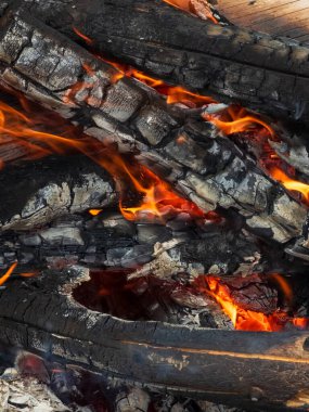 Ateşte yanan kömürler.