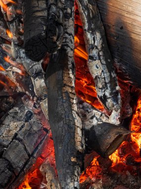 Yakın - şöminede ateş var..