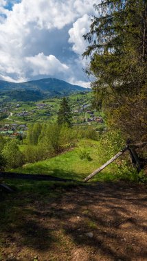 Yazın Karpat Dağları 'nın dağ manzarası. Romanya 'da bir turizm beldesi