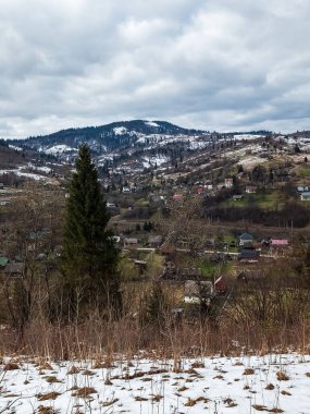 Karla kaplı ağaçlarla kaplı güzel kış manzarası