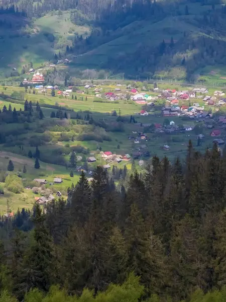 Bahar zamanı Karpat Dağları manzarası.